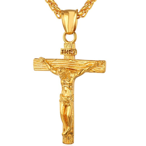 Gold Jesus Crucifix Necklace